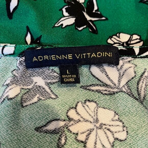 ADRIENNE VITTADINI Sleeveless Faux Surplice Dress Green With Black Trim Size L - Picture 6 of 11